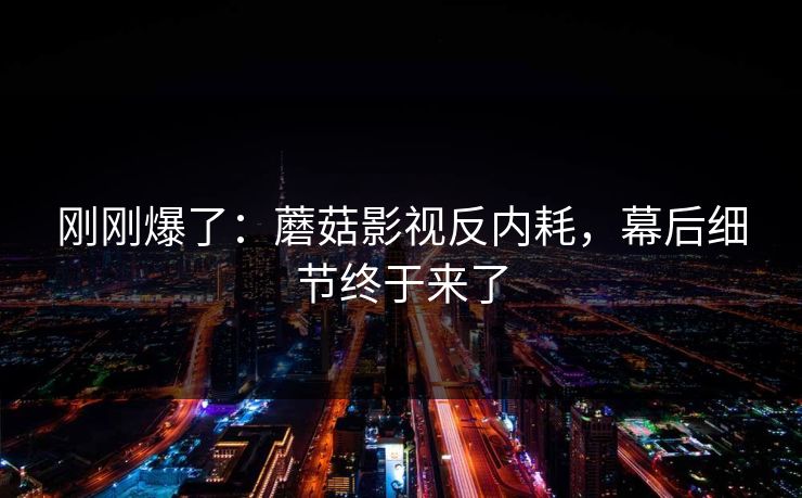 刚刚爆了：蘑菇影视反内耗，幕后细节终于来了