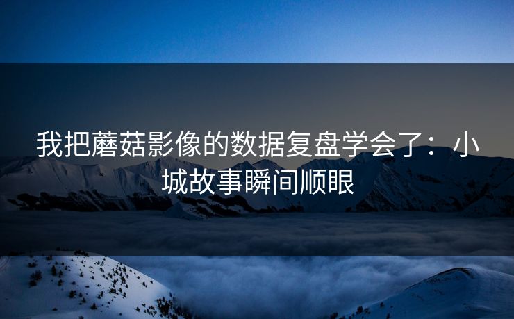 我把蘑菇影像的数据复盘学会了：小城故事瞬间顺眼