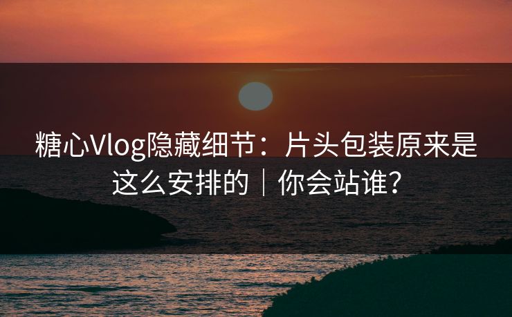 糖心Vlog隐藏细节：片头包装原来是这么安排的｜你会站谁？