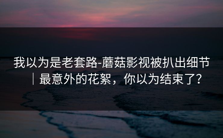 我以为是老套路-蘑菇影视被扒出细节｜最意外的花絮，你以为结束了？